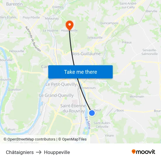 Châtaigniers to Houppeville map