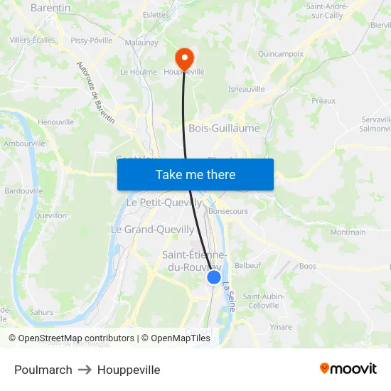 Poulmarch to Houppeville map