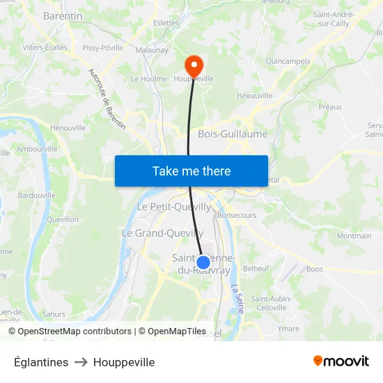 Églantines to Houppeville map