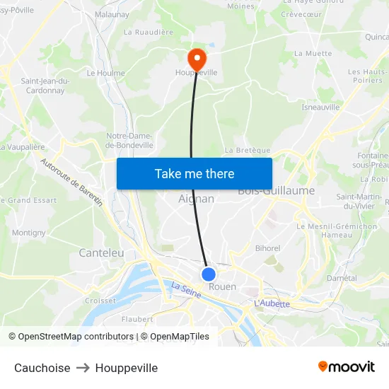 Cauchoise to Houppeville map