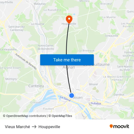 Vieux Marché to Houppeville map