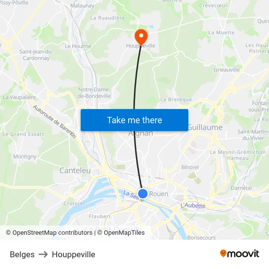 Belges to Houppeville map