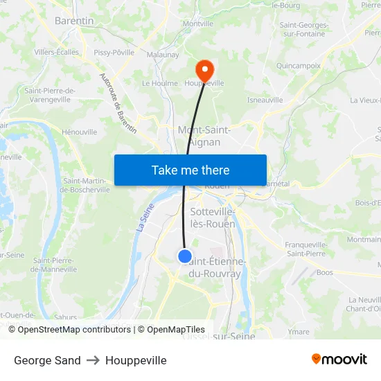 George Sand to Houppeville map