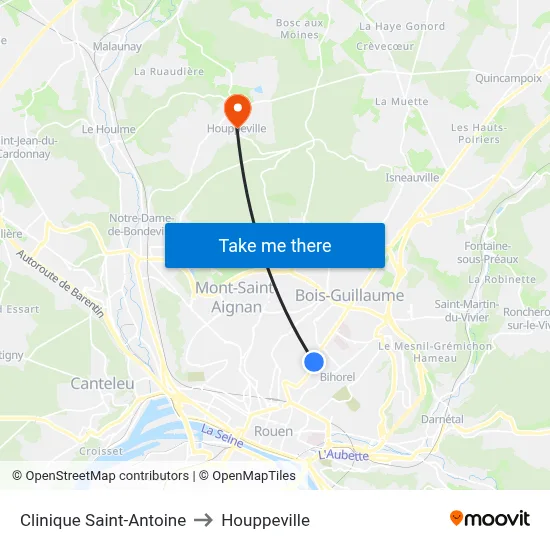 Clinique Saint-Antoine to Houppeville map