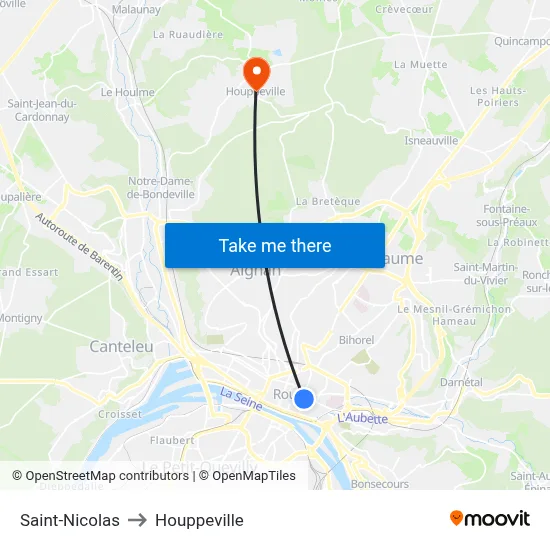 Saint-Nicolas to Houppeville map