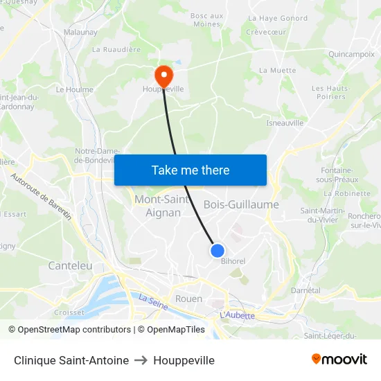 Clinique Saint-Antoine to Houppeville map