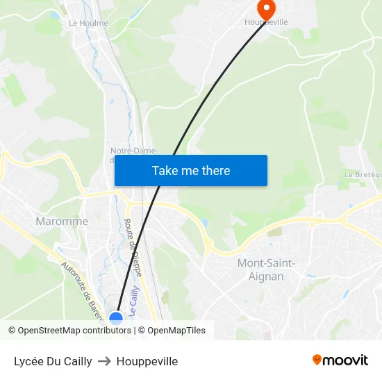 Lycée Du Cailly to Houppeville map