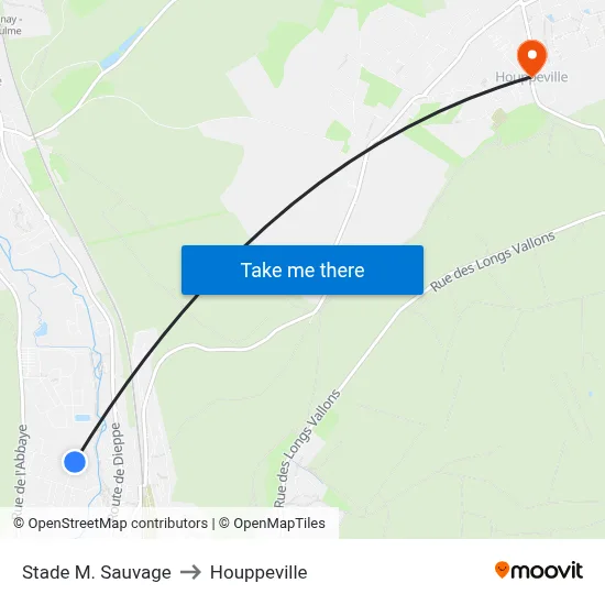 Stade M. Sauvage to Houppeville map