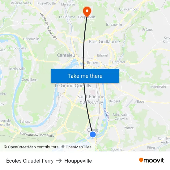 Écoles Claudel-Ferry to Houppeville map