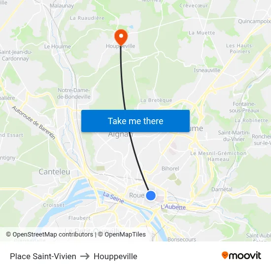Place Saint-Vivien to Houppeville map