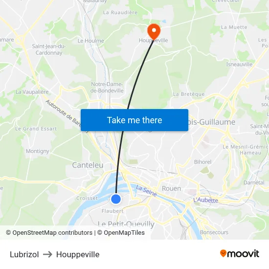 Lubrizol to Houppeville map