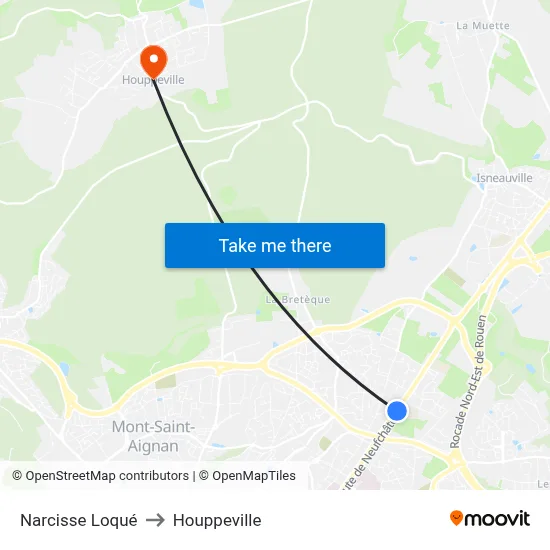 Narcisse Loqué to Houppeville map