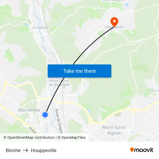Binche to Houppeville map