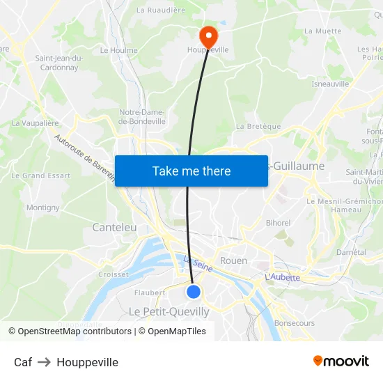 Caf to Houppeville map