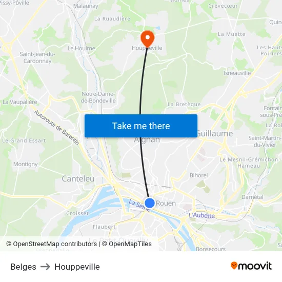 Belges to Houppeville map