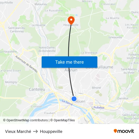 Vieux Marché to Houppeville map