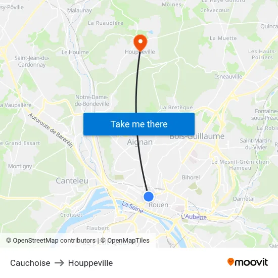 Cauchoise to Houppeville map