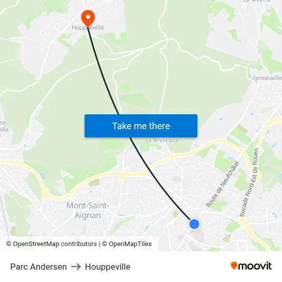 Parc Andersen to Houppeville map