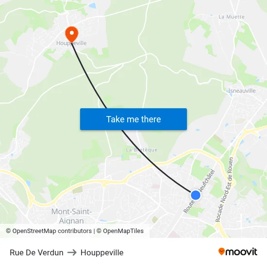 Rue De Verdun to Houppeville map