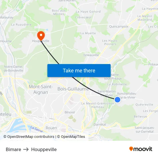 Bimare to Houppeville map