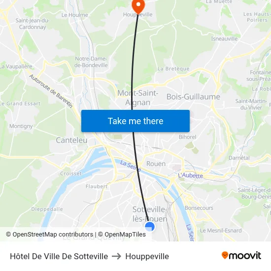 Hôtel De Ville De Sotteville to Houppeville map