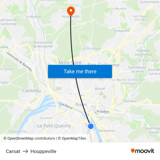 Carsat to Houppeville map