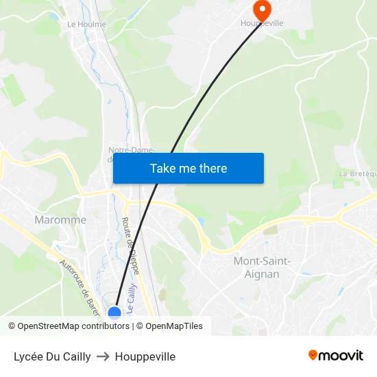 Lycée Du Cailly to Houppeville map