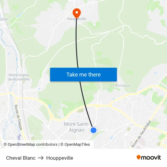 Cheval Blanc to Houppeville map