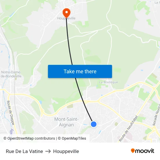 Rue De La Vatine to Houppeville map