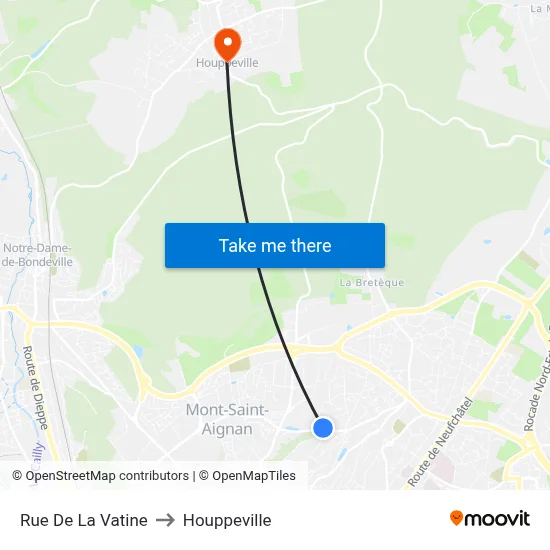 Rue De La Vatine to Houppeville map