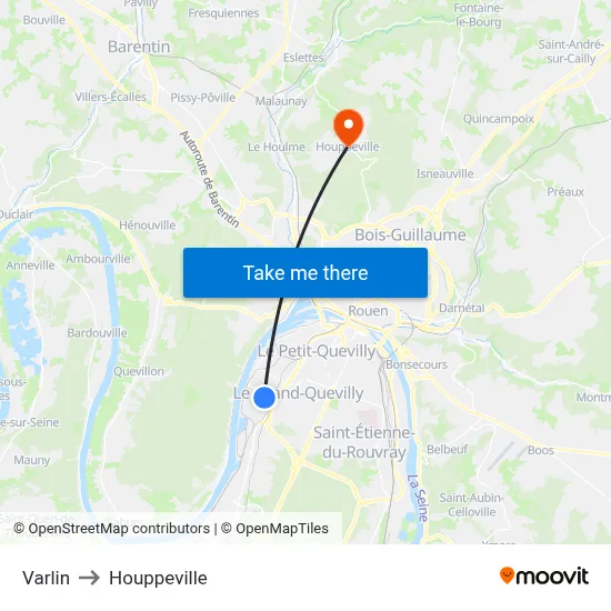 Varlin to Houppeville map