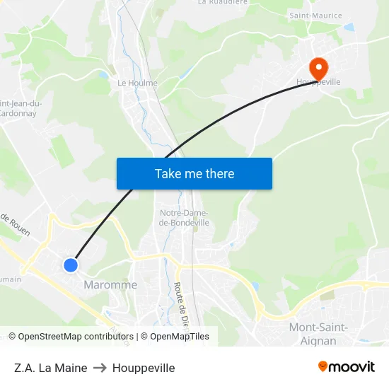 Z.A. La Maine to Houppeville map