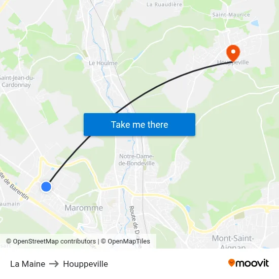La Maine to Houppeville map