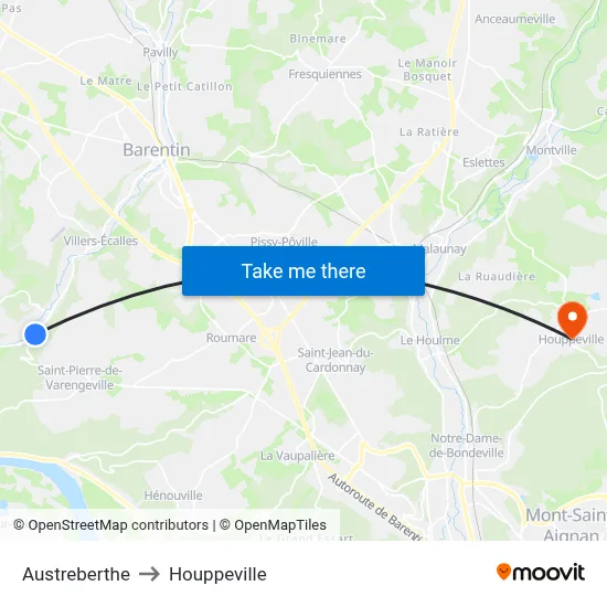 Austreberthe to Houppeville map
