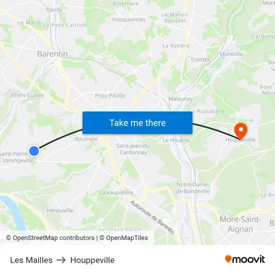 Les Mailles to Houppeville map