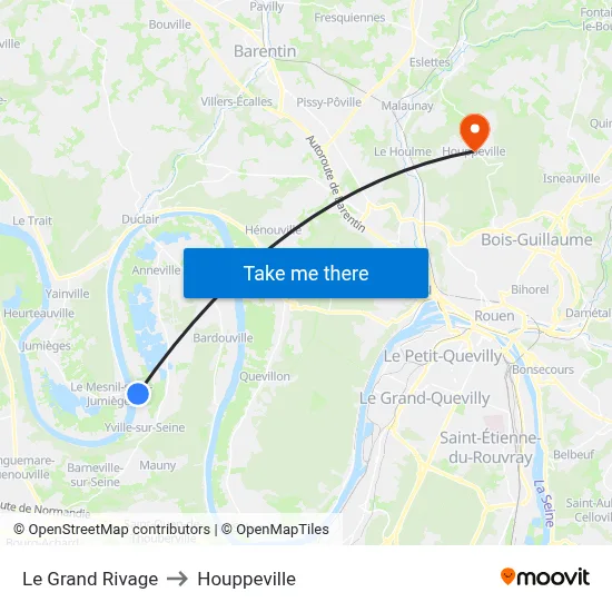 Le Grand Rivage to Houppeville map
