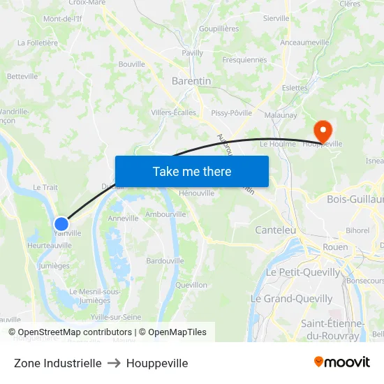 Zone Industrielle to Houppeville map
