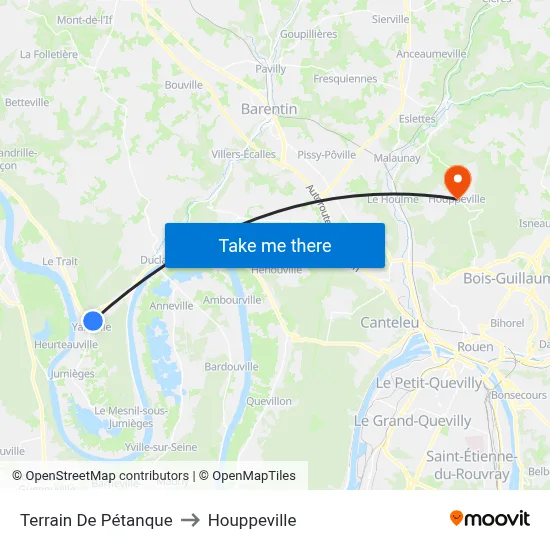 Terrain De Pétanque to Houppeville map