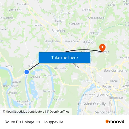 Route Du Halage to Houppeville map