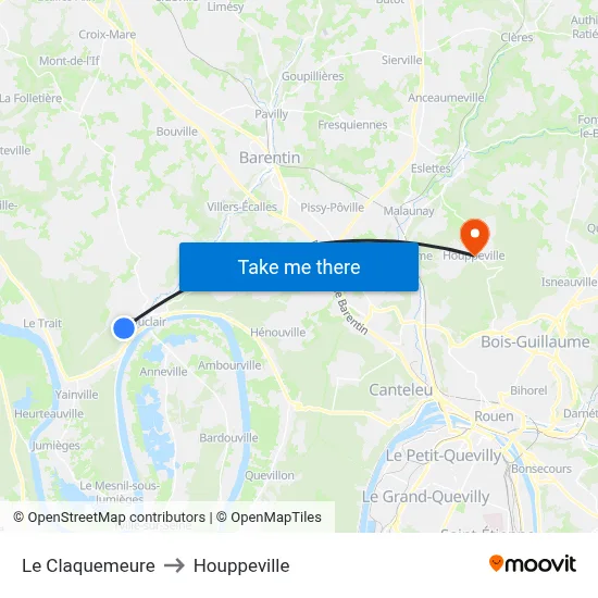 Le Claquemeure to Houppeville map