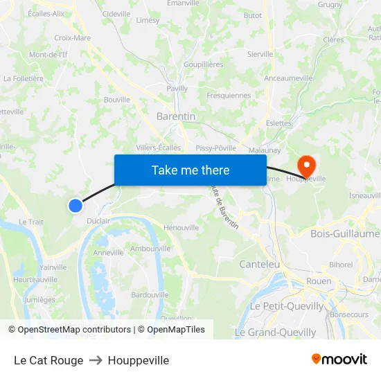 Le Cat Rouge to Houppeville map