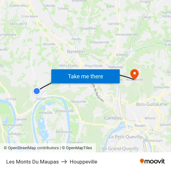 Les Monts Du Maupas to Houppeville map
