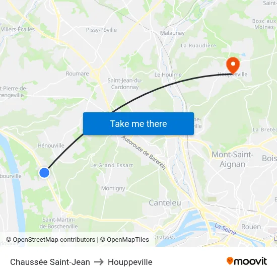 Chaussée Saint-Jean to Houppeville map