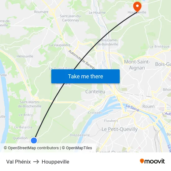 Val Phénix to Houppeville map