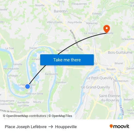 Place Joseph Lefèbvre to Houppeville map
