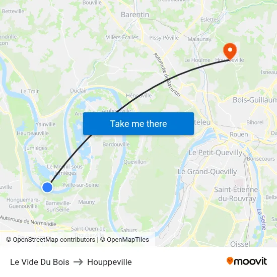 Le Vide Du Bois to Houppeville map