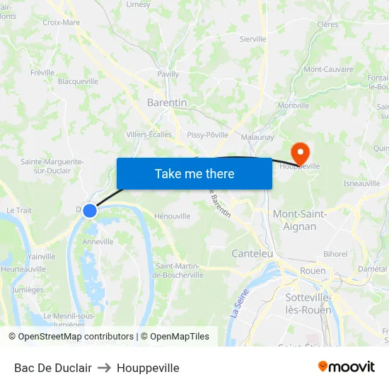 Bac De Duclair to Houppeville map