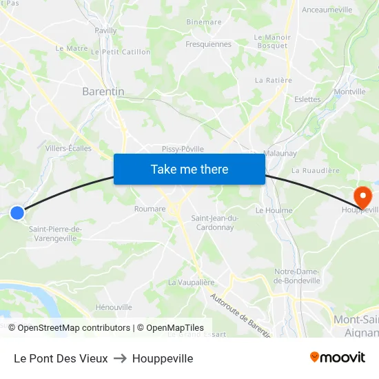 Le Pont Des Vieux to Houppeville map