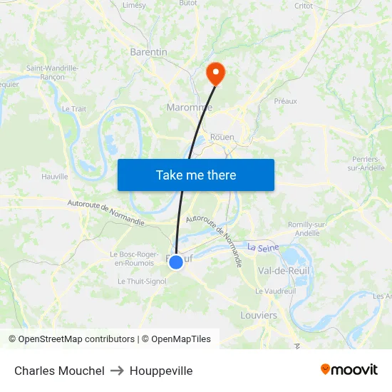 Charles Mouchel to Houppeville map