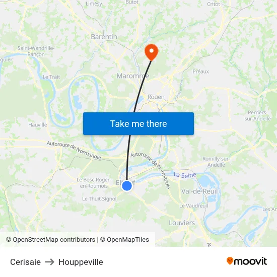 Cerisaie to Houppeville map